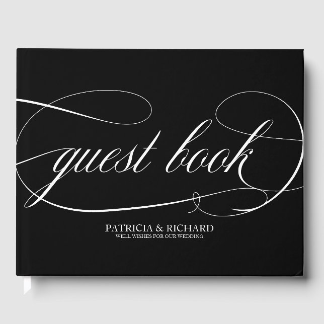Wedding Guest Book Chic Black And White (Front)