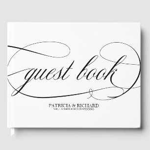 Wedding Guest Book Chic Black Script
