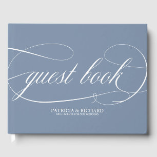 Wedding Guest Book Chic Dusty Blue