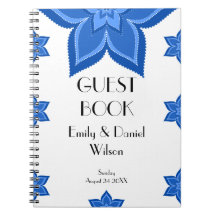 Wedding Guest Book Cobalt Blue Flower