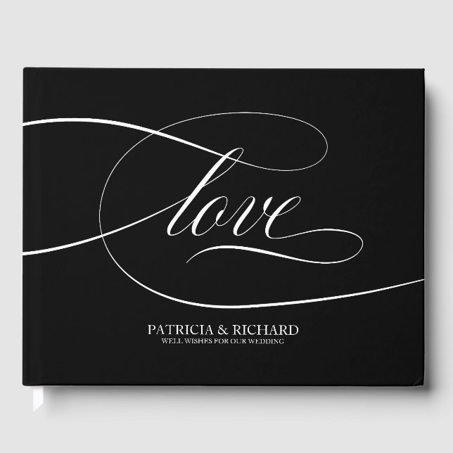 Wedding Guest Book Elegant Black And White (Front)