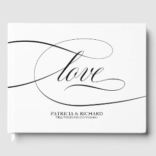 Wedding Guest Book Elegant Black Script
