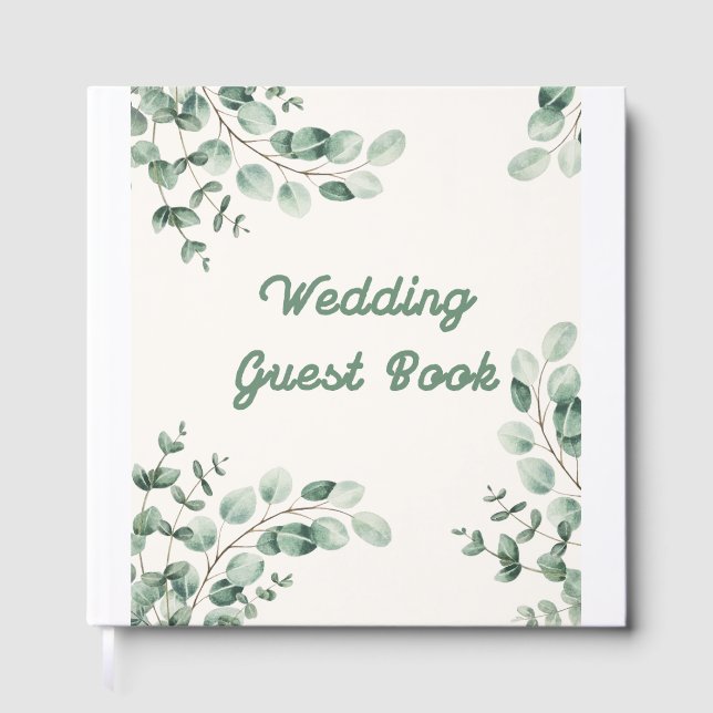 Wedding Guest Book – Elegant Eucalyptus Botanical  (Front)