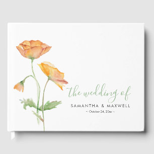 Wedding Guest Book Elegant Floral Watercolor
