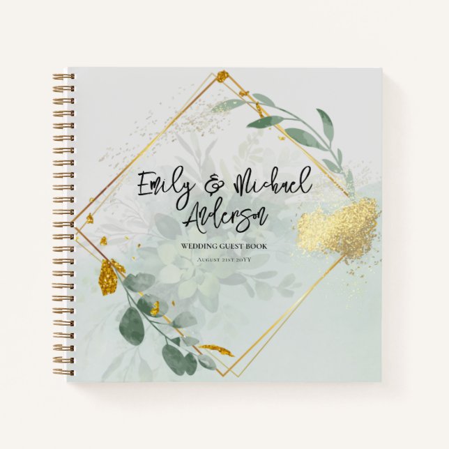 Wedding Guest Book - Eucalyptus Botanical Gold (Front)