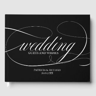 Wedding Guest Book Fancy Black And White