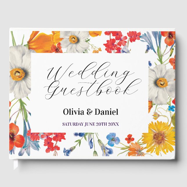 Wedding Guest Book Floral Summer Flowers (Front)
