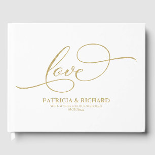 Wedding Guest Book Gold Foil Elegant Script