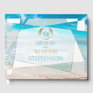 Wedding Guest Book    Modern Monogram Geometric