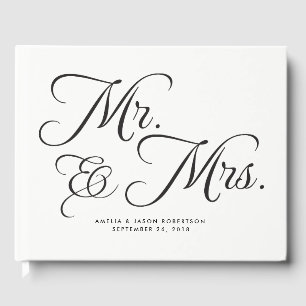 Wedding Guest Book, Mr. & Mrs, black and white Guest Book