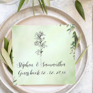 Wedding Guest Book, Personalized Linen Wedding Napkin