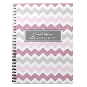 Wedding Guest Book Pink Grey Chevron Notebook