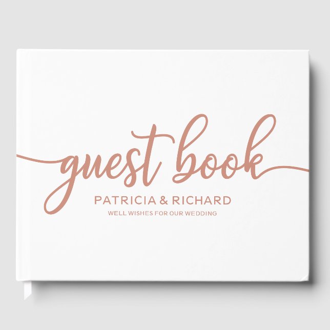 Wedding Guest Book Rose Gold Chic Calligraphy (Front)