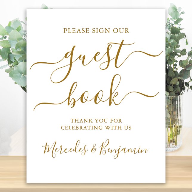 Wedding Guest Book Sign Gold Elegant Calligraphy (Creator Uploaded)