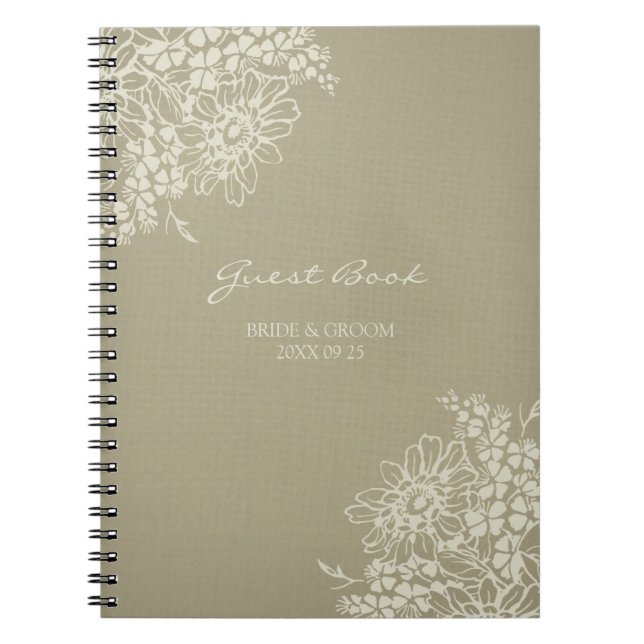 Wedding Guest Book Vintage Floral Notebook (Front)