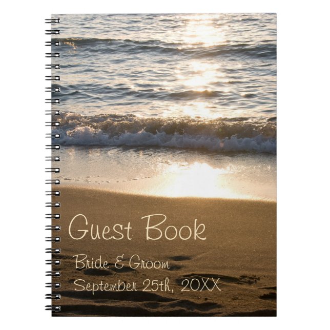 Wedding Guest Book Wave at Sunset Notebook (Front)