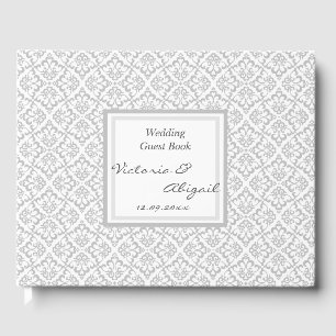 Wedding Guest Book - White & Grey Design 3