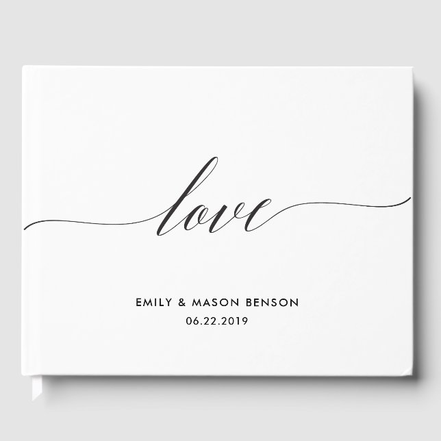 Wedding Guest Book with Love Script, Elegant (Front)