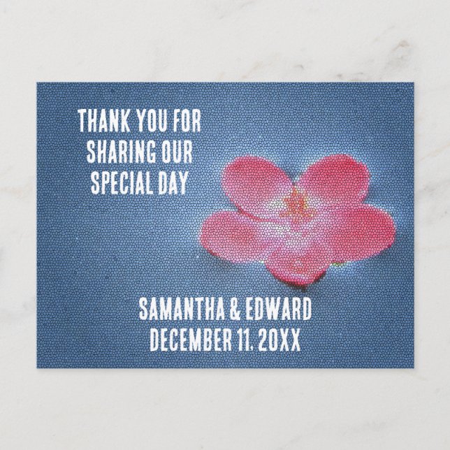 Wedding Guest Garden Floral Pink Flower Thank You Postcard (Front)