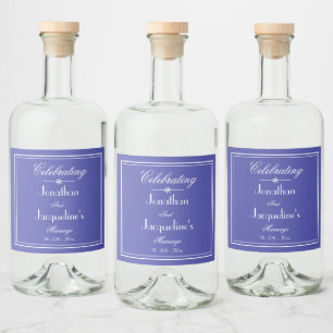Wedding Guest Gift Script Elegant Beautiful Blue Liquor Bottle Label