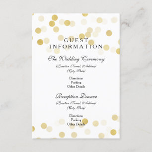 Wedding Guest Information Gold Foil Glitter Lights Enclosure Card