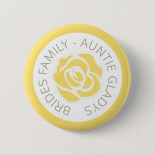 Wedding guest information yellow rose 6 cm round badge