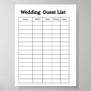 Wedding Guest List Organiser Poster