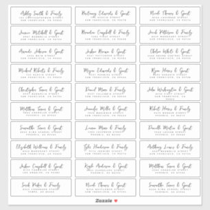 Wedding Guest Names &  Address Simple Modern Chic