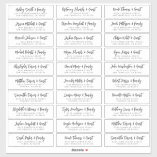 Wedding Guest Names Address Simple Modern Chic