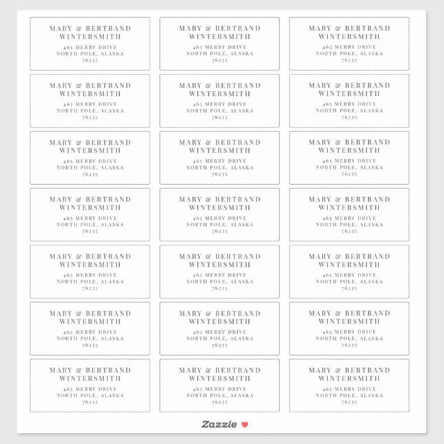 Wedding Guest Pre-addressed Labels Minimalist J102 (Sheet)