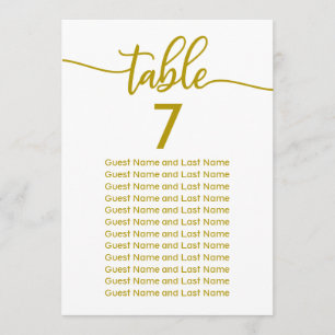Wedding Guest Seating Elegant Gold Calligraphy Invitation