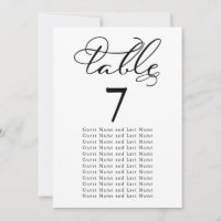 Wedding Guest Seating Simple Elegant Calligraphy