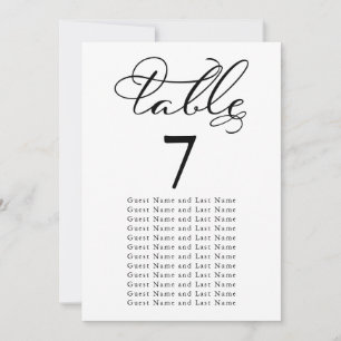 Wedding Guest Seating Simple Elegant Calligraphy Invitation