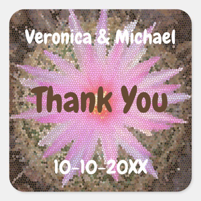 Wedding Guest Thank You Cactus Bloom Southwest  Square Sticker (Front)