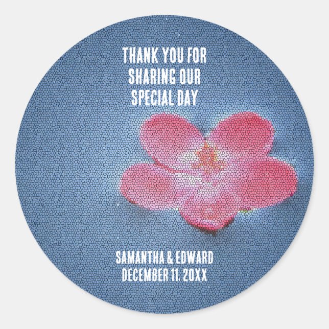 Wedding Guest Thank You Pink Flower Envelope Seal (Front)