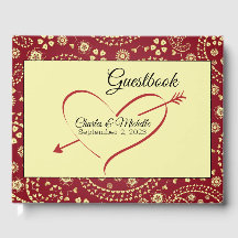 Wedding Guestbook Burgundy, Beige, Paisley