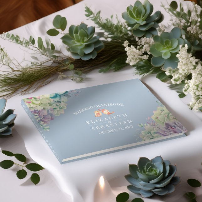 Wedding Guestbook Chic Watercolor Succulent Plants (Creator Uploaded)