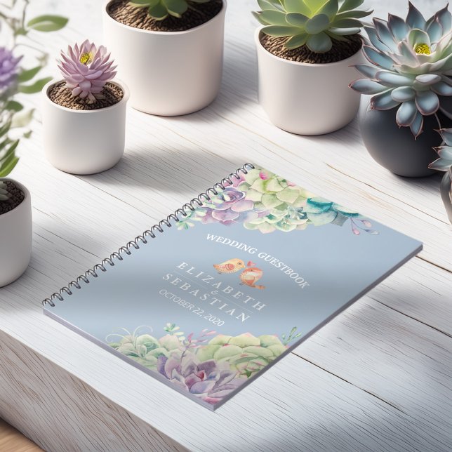 Wedding Guestbook Chic Watercolor Succulent Plants Notebook (Creator Uploaded)