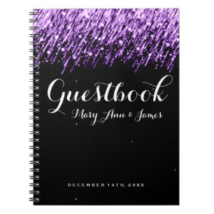 Wedding Guestbook Falling Stars Purple Notebook