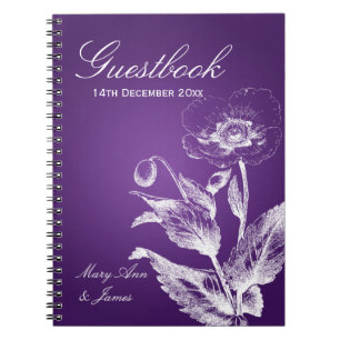 Wedding Guestbook Poppy Purple Notebook