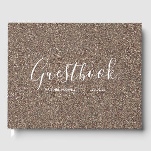 Wedding Guestbook Rose Gold Glitter Chic