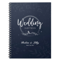 Wedding Guestbook - Rustic Bird on Leaves Floral