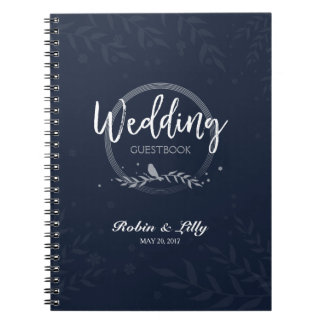 Wedding Guestbook - Rustic Bird on Leaves Floral Notebook