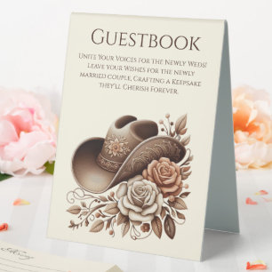 Wedding Guestbook Sign-Cowgirl Hat with Flowers