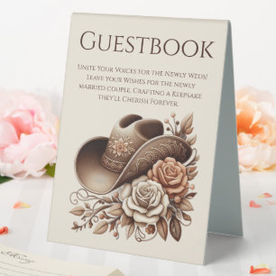 Wedding Guestbook Sign-Cowgirl Hat with Flowers