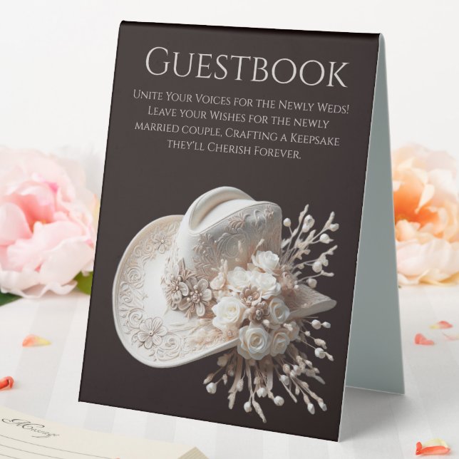 Wedding Guestbook Sign-Cowgirl Hat with Flowers (In SItu (Wedding))