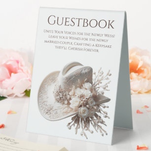 Wedding Guestbook Sign-Cowgirl Hat with Flowers