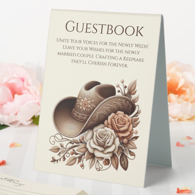 Wedding Guestbook Sign-Cowgirl Hat with Flowers (In SItu (Wedding))