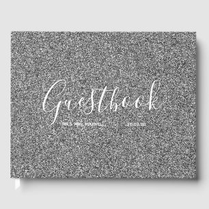 Wedding Guestbook Silver Glitter Chic