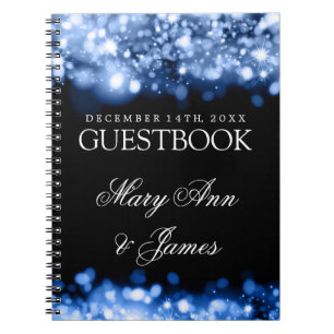 Wedding Guestbook Sparkling Lights Sapphire Blue Notebook